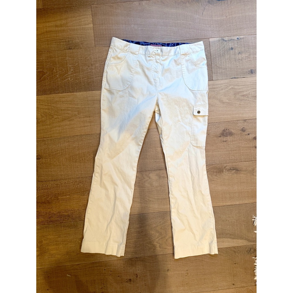 Vineyard Vines Womens 16 Cream Corduroy Cargo Pants Straight Leg Off‎ White